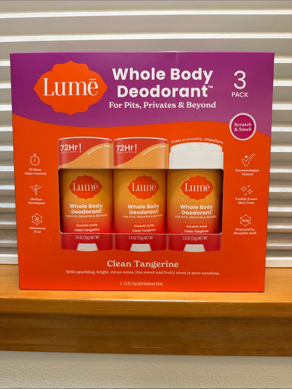 Lume Whole Body Deodorant Stick - Clean Tangerine (3 Pack)